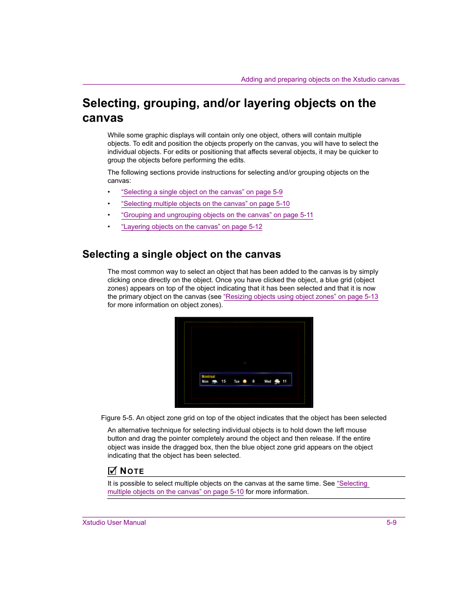 Selecting a single object on the canvas, Selecting a single object on the canvas -9 | Grass Valley Xstudio Vertigo Suite v.4.10 User Manual | Page 102 / 453