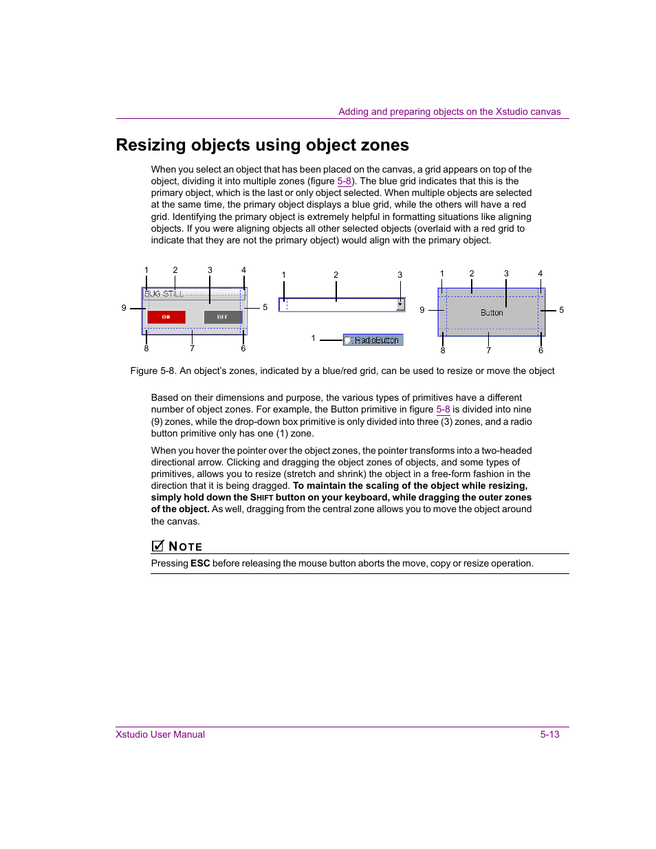 Resizing objects using object zones, Resizing objects using object zones -13 | Grass Valley Xstudio Vertigo Suite v.4.10 User Manual | Page 106 / 453
