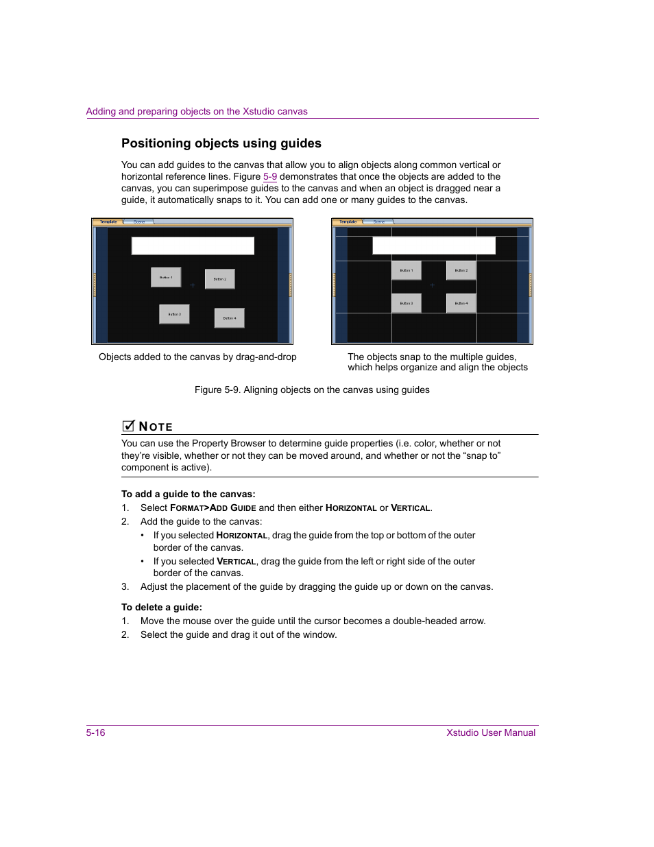 T. see, Positioning objects using, Positioning | Positioning objects using guides | Grass Valley Xstudio Vertigo Suite v.4.10 User Manual | Page 109 / 453