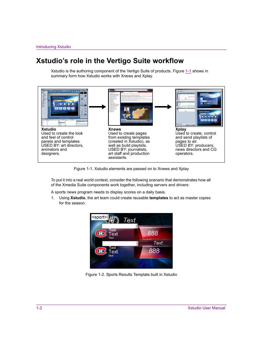 Xstudio’s role in the vertigo suite workflow, Xstudio’s role in the vertigo suite workflow -2 | Grass Valley Xstudio Vertigo Suite v.4.10 User Manual | Page 11 / 453