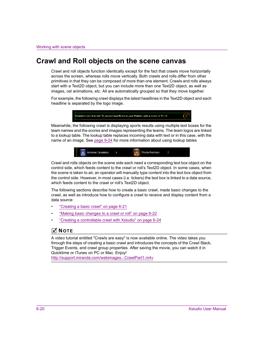 Crawl and roll objects on the scene canvas, Crawl and roll objects on the scene canvas -20, Crawl and roll objects | Il in | Grass Valley Xstudio Vertigo Suite v.4.10 User Manual | Page 133 / 453