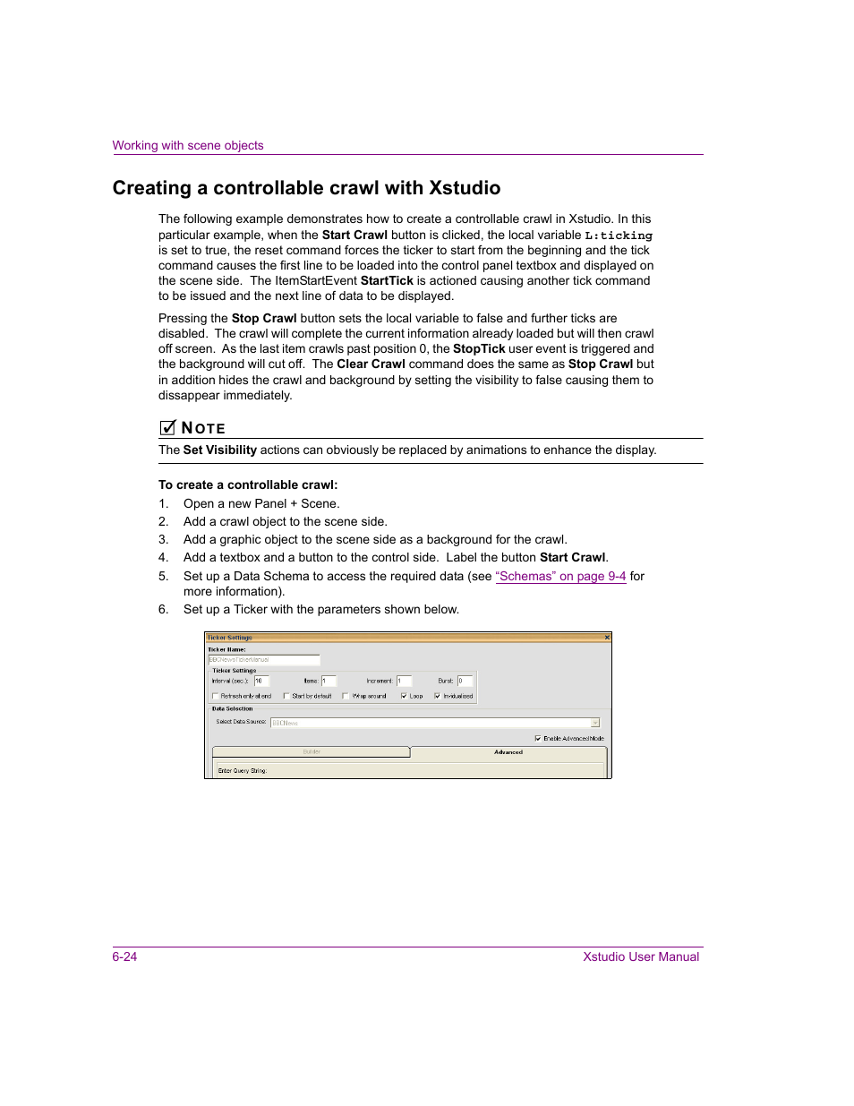 Creating a controllable crawl with xstudio, Creating a controllable crawl with xstudio -24 | Grass Valley Xstudio Vertigo Suite v.4.10 User Manual | Page 137 / 453