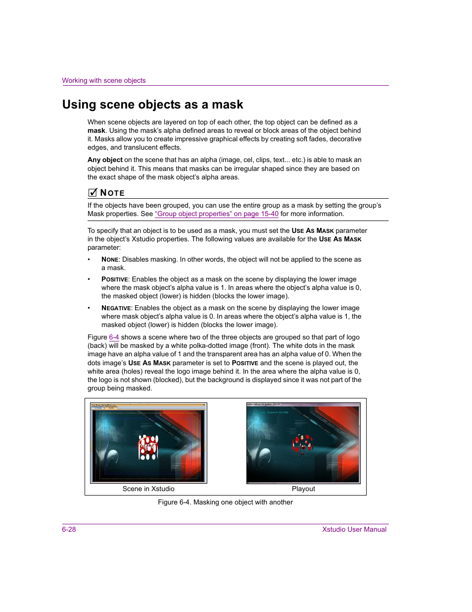 Using scene objects as a mask, Using scene objects as a mask -28 | Grass Valley Xstudio Vertigo Suite v.4.10 User Manual | Page 141 / 453