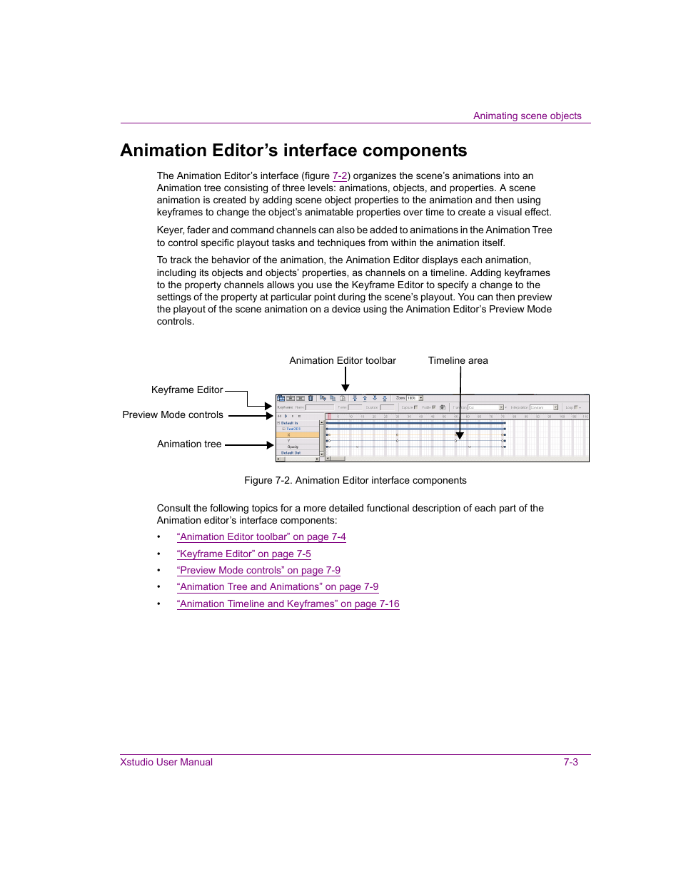 Animation editor’s interface components, Animation editor’s interface components -3 | Grass Valley Xstudio Vertigo Suite v.4.10 User Manual | Page 146 / 453