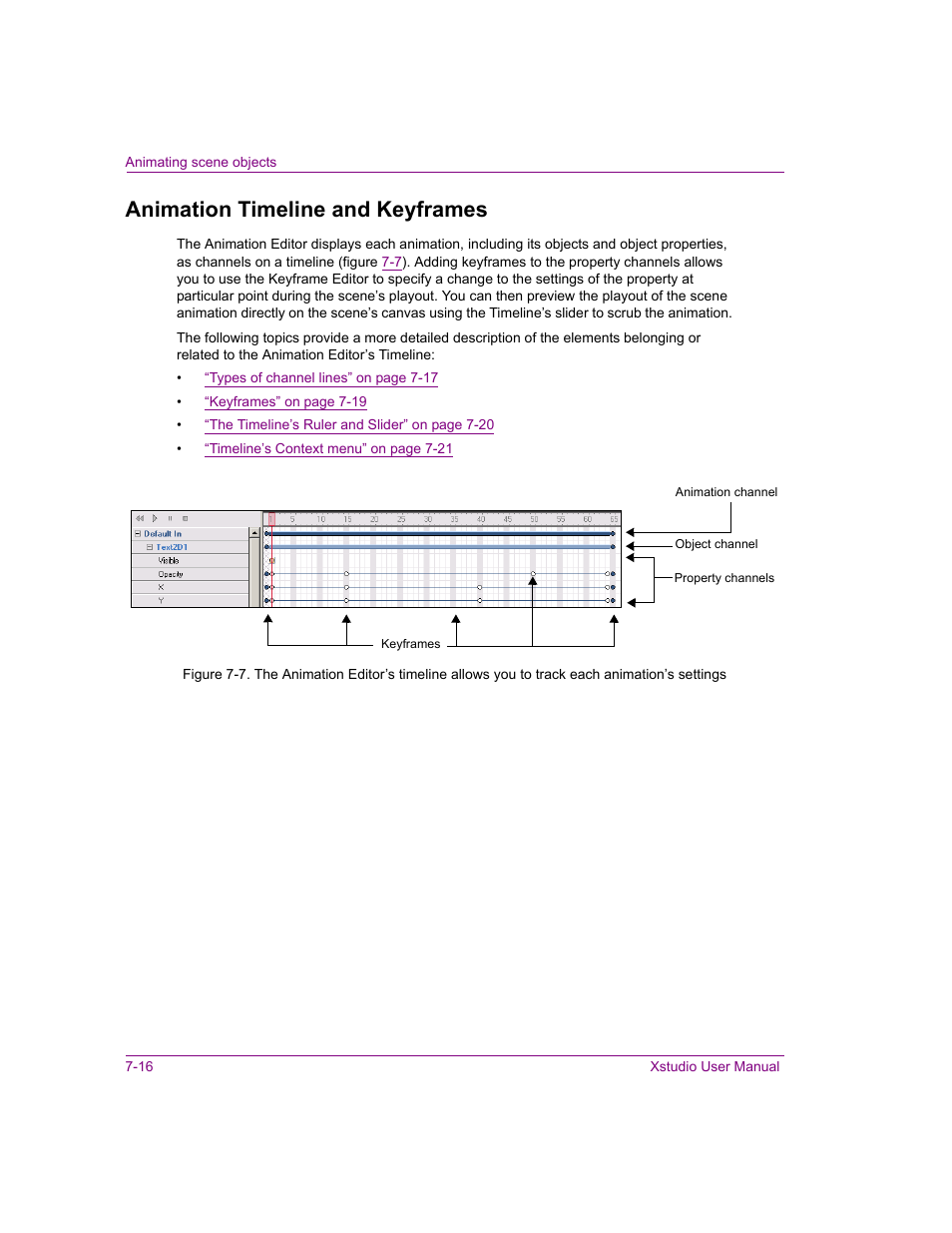 Animation timeline and keyframes, Animation timeline and keyframes -16 | Grass Valley Xstudio Vertigo Suite v.4.10 User Manual | Page 159 / 453