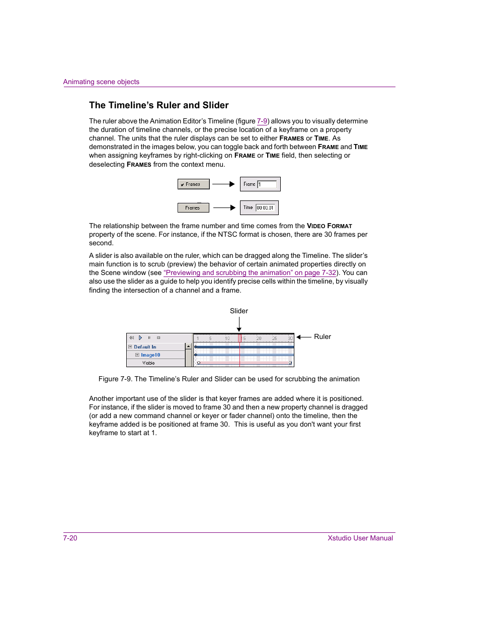 The timeline’s ruler and slider | Grass Valley Xstudio Vertigo Suite v.4.10 User Manual | Page 163 / 453