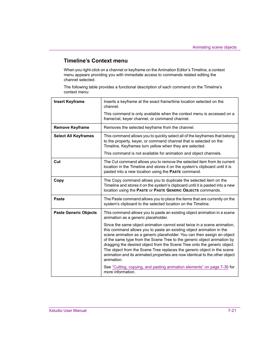 Timeline’s context menu | Grass Valley Xstudio Vertigo Suite v.4.10 User Manual | Page 164 / 453