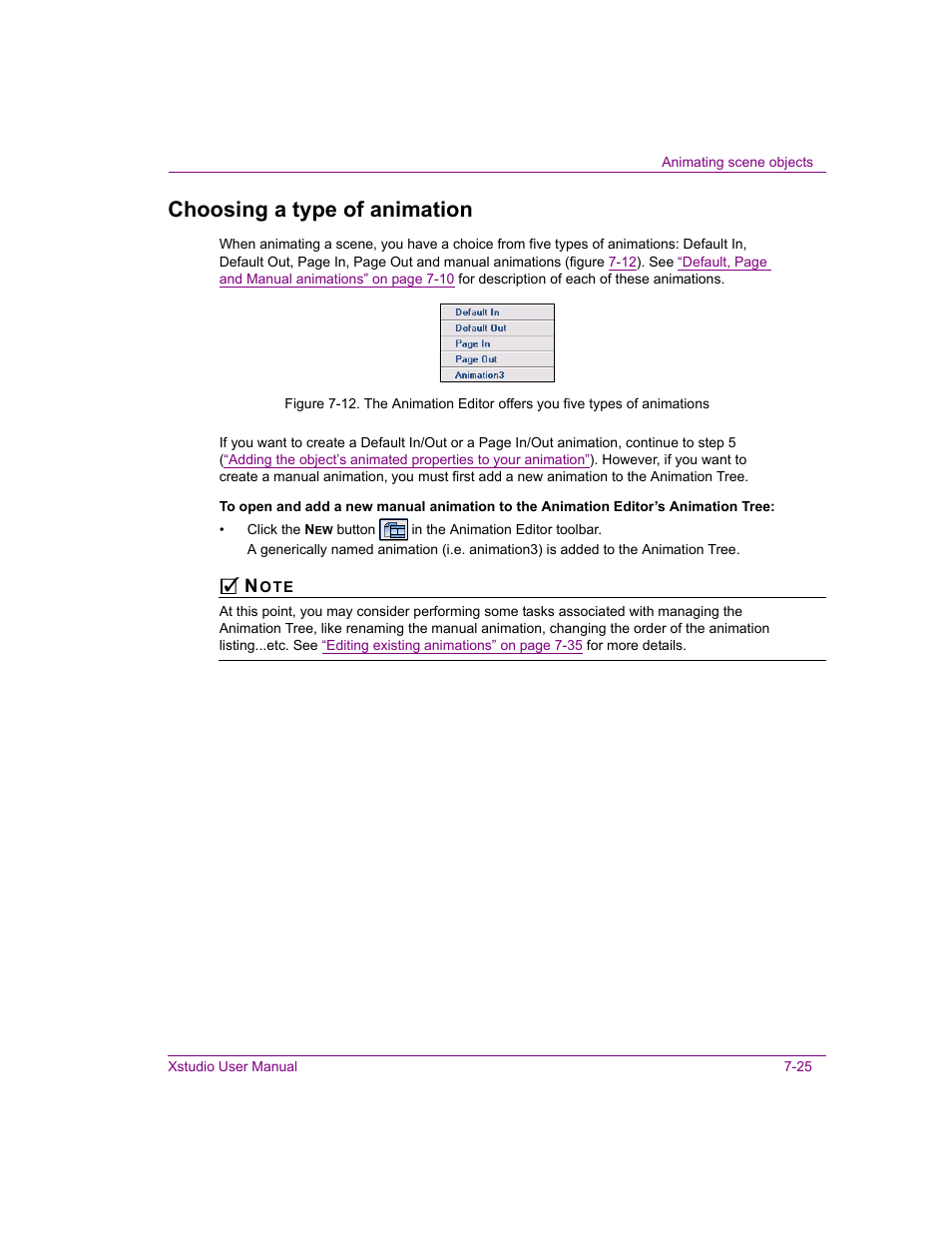 Choosing a type of animation, Choosing a type of animation -25 | Grass Valley Xstudio Vertigo Suite v.4.10 User Manual | Page 168 / 453