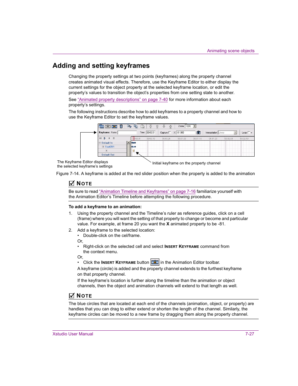 Adding and setting keyframes, Adding and setting keyframes -27, Adding and | Grass Valley Xstudio Vertigo Suite v.4.10 User Manual | Page 170 / 453