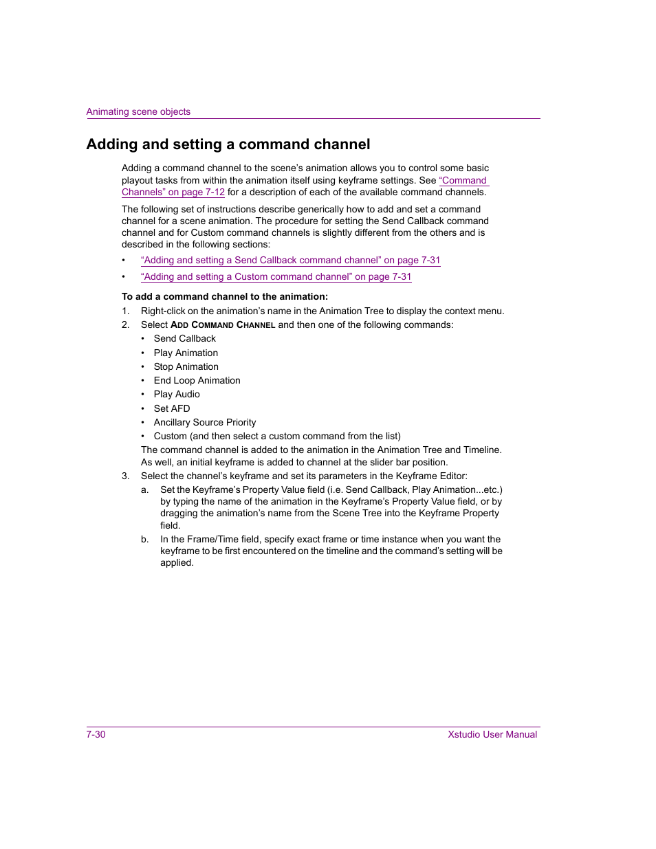 Adding and setting a command channel, Adding and setting a command channel -30 | Grass Valley Xstudio Vertigo Suite v.4.10 User Manual | Page 173 / 453