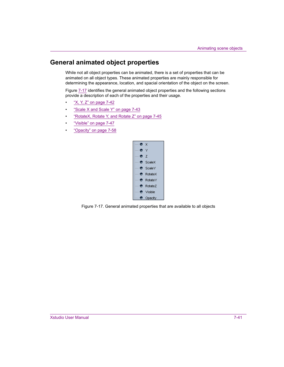 General animated object properties, General animated object properties -41 | Grass Valley Xstudio Vertigo Suite v.4.10 User Manual | Page 184 / 453