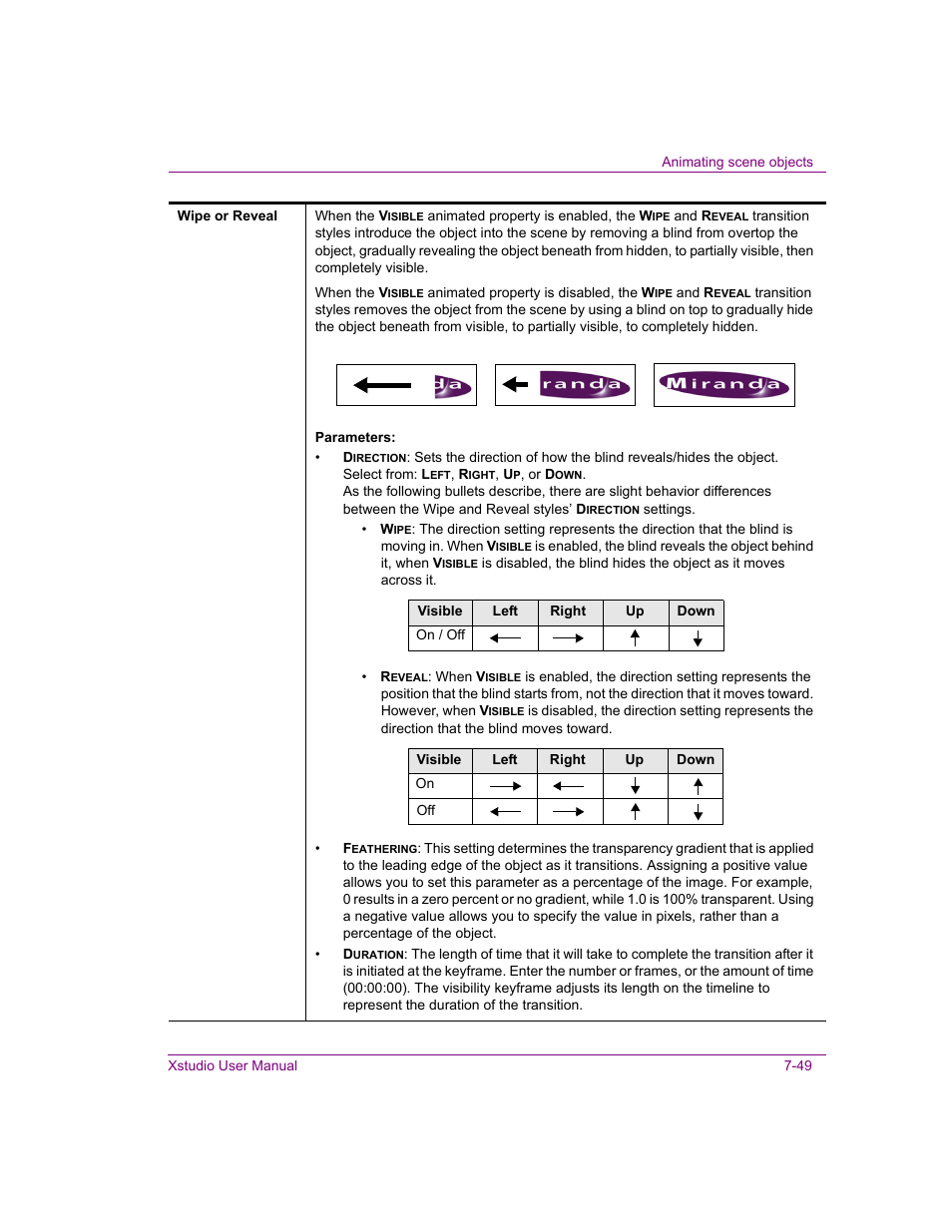 Wipe or reveal | Grass Valley Xstudio Vertigo Suite v.4.10 User Manual | Page 192 / 453