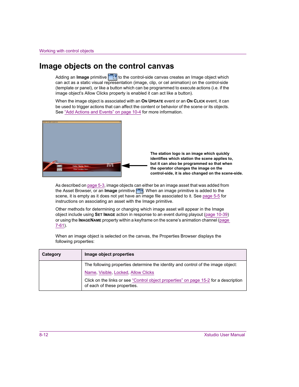 Image objects on the control canvas, Image objects on the control canvas -12 | Grass Valley Xstudio Vertigo Suite v.4.10 User Manual | Page 217 / 453