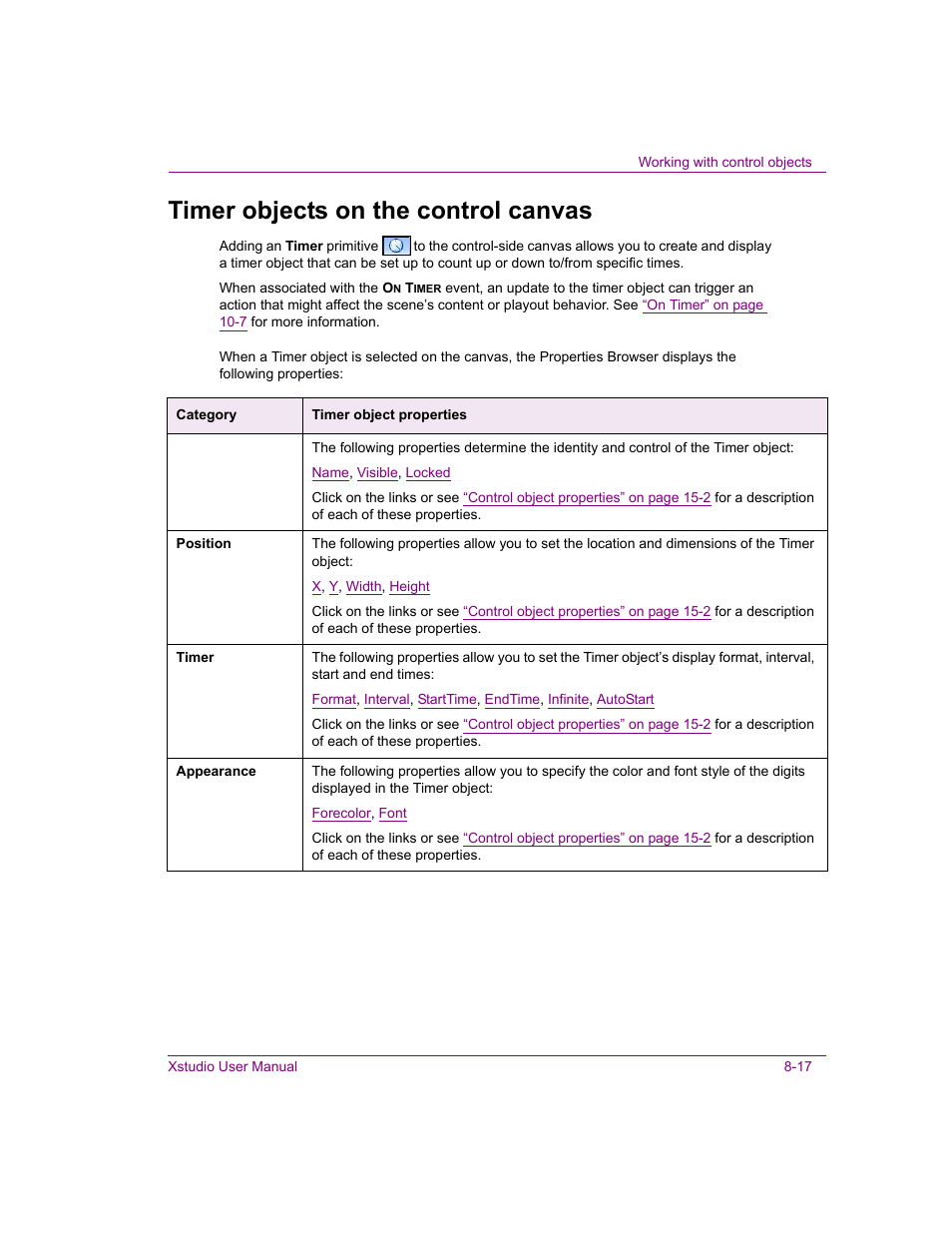 Timer objects on the control canvas, Timer objects on the control canvas -17 | Grass Valley Xstudio Vertigo Suite v.4.10 User Manual | Page 222 / 453