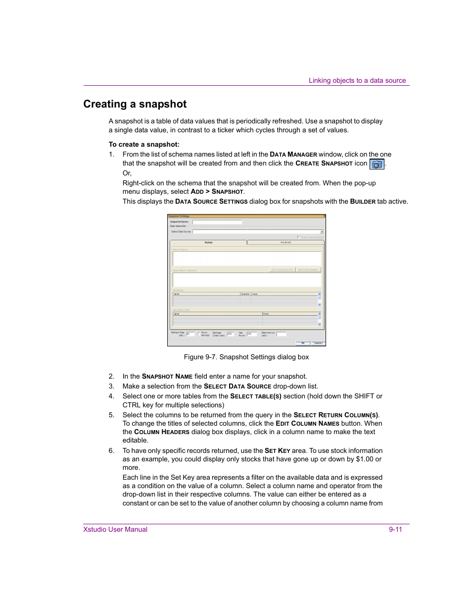 Creating a snapshot, Creating a snapshot -11 | Grass Valley Xstudio Vertigo Suite v.4.10 User Manual | Page 234 / 453