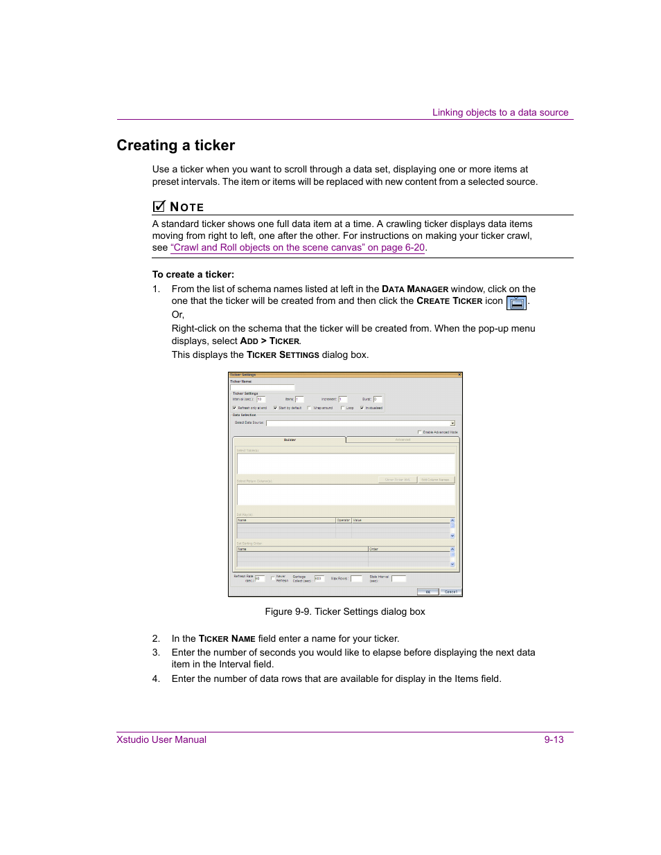 Creating a ticker, Creating a ticker -13 | Grass Valley Xstudio Vertigo Suite v.4.10 User Manual | Page 236 / 453