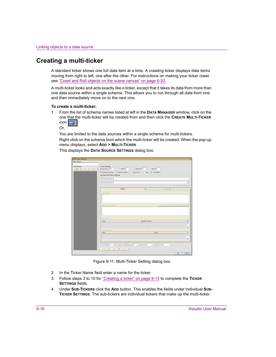 Creating a multi-ticker, Creating a multi-ticker -16 | Grass Valley Xstudio Vertigo Suite v.4.10 User Manual | Page 239 / 453
