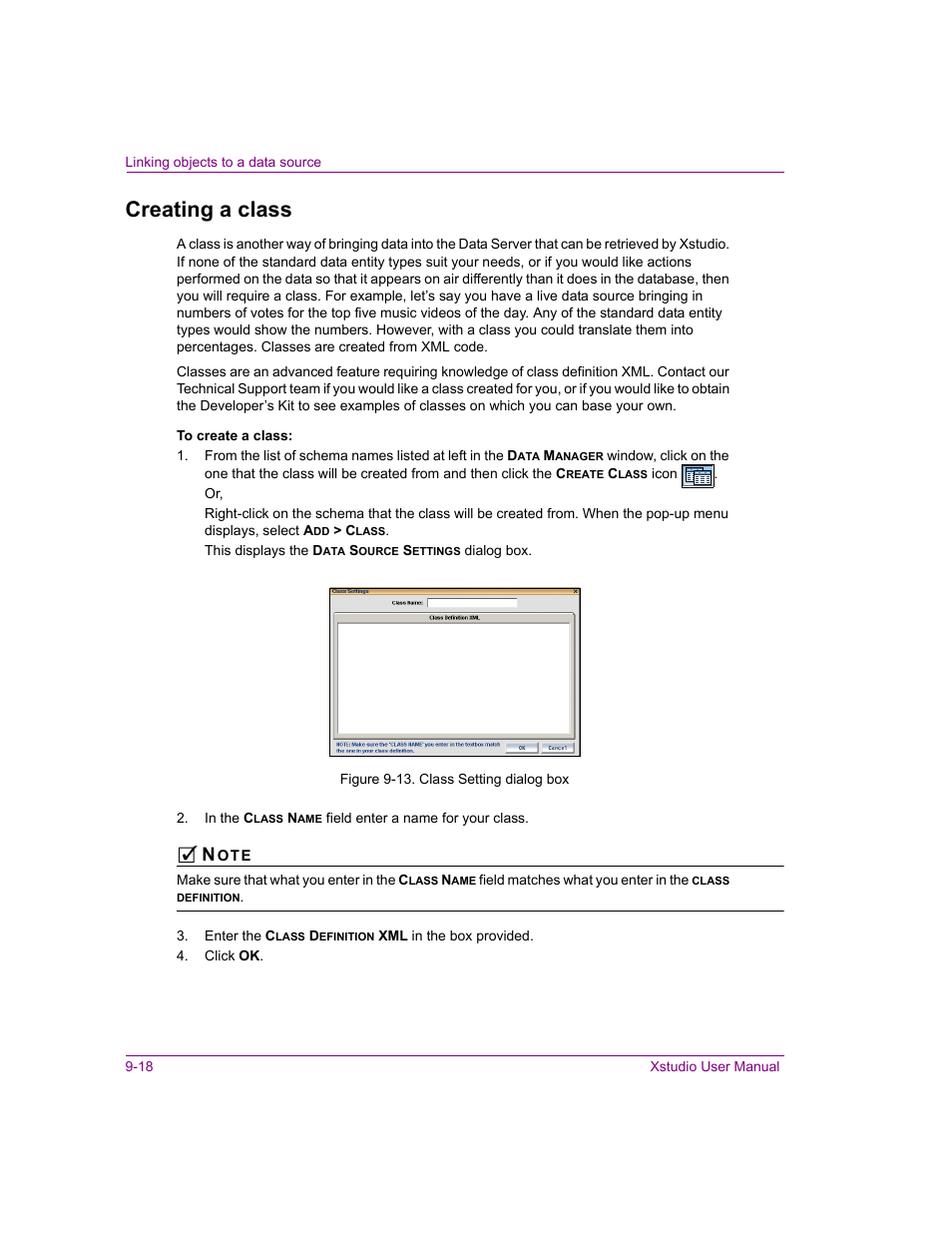 Creating a class, Creating a class -18 | Grass Valley Xstudio Vertigo Suite v.4.10 User Manual | Page 241 / 453