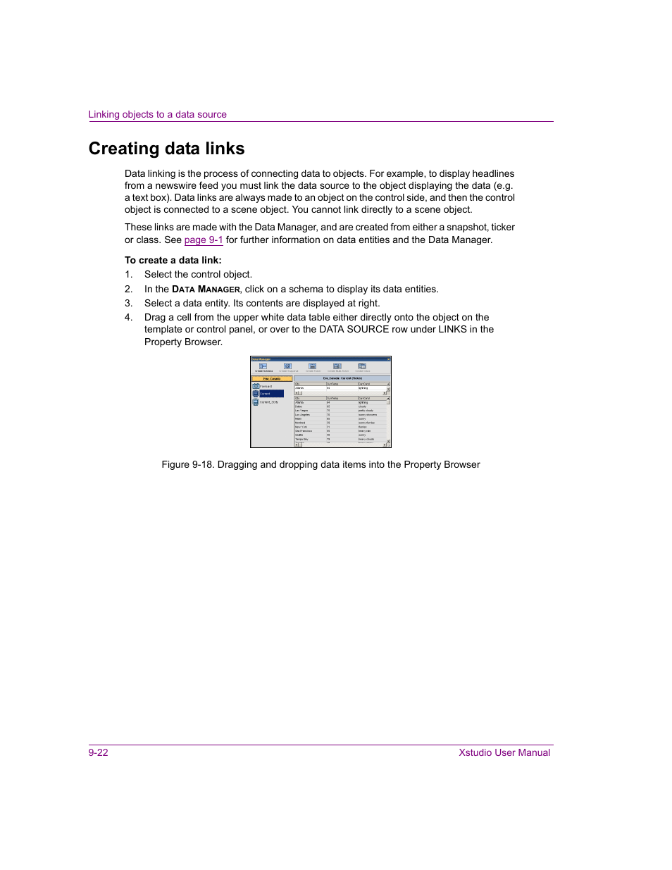 Creating data links, Creating data links -22 | Grass Valley Xstudio Vertigo Suite v.4.10 User Manual | Page 245 / 453