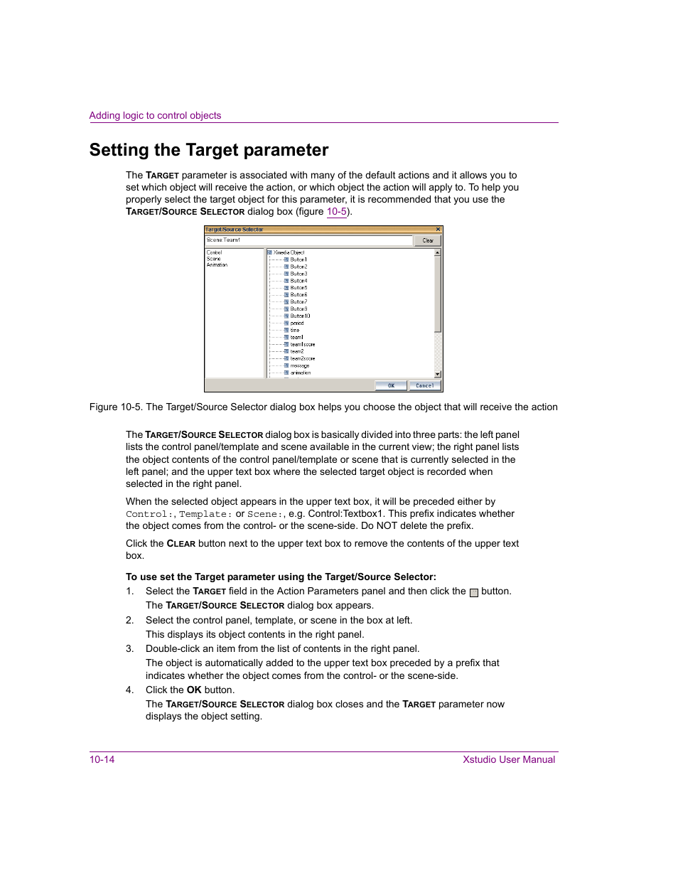 Setting the target parameter, Setting the target parameter -14, Setting the target | Grass Valley Xstudio Vertigo Suite v.4.10 User Manual | Page 279 / 453