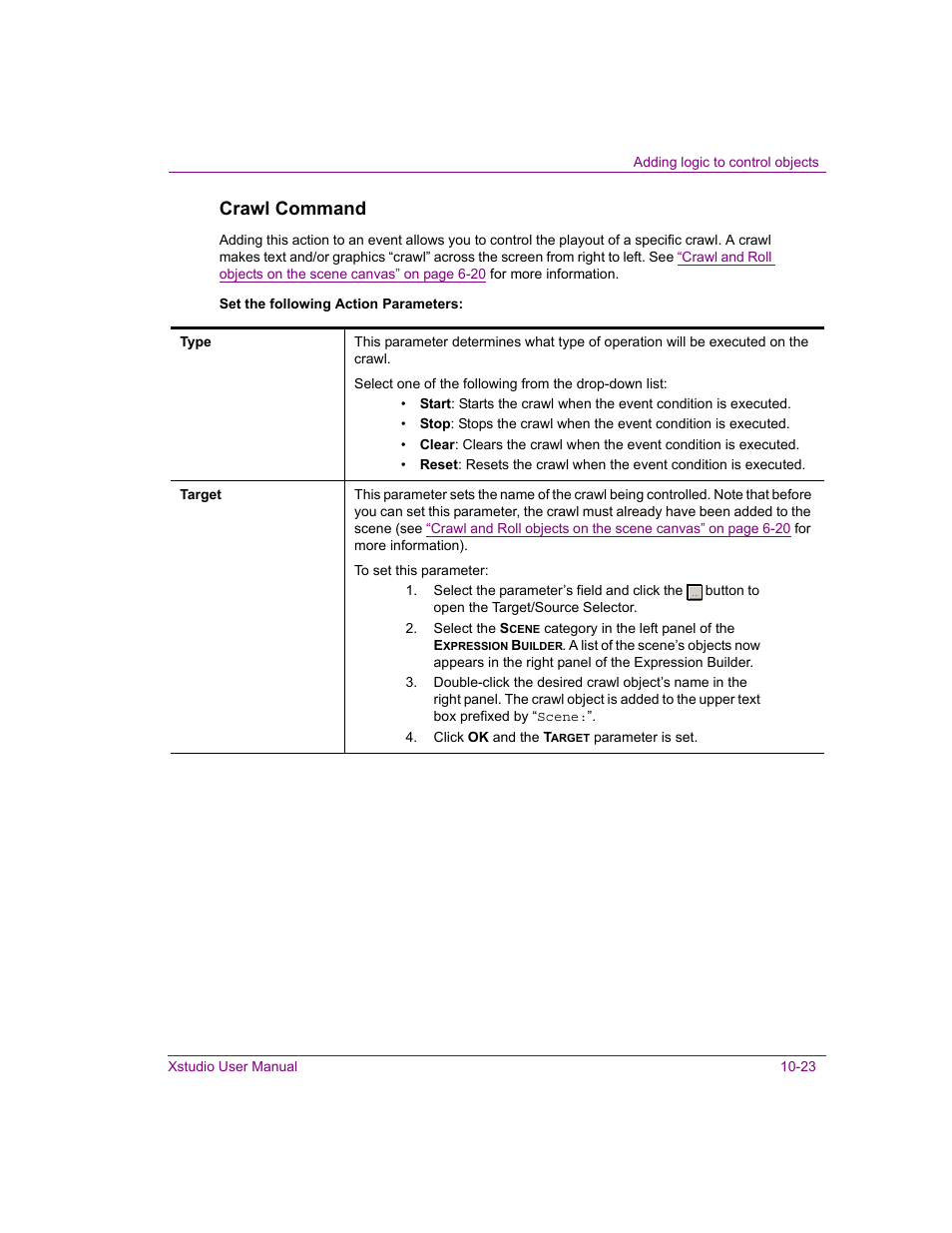 Crawl command | Grass Valley Xstudio Vertigo Suite v.4.10 User Manual | Page 288 / 453