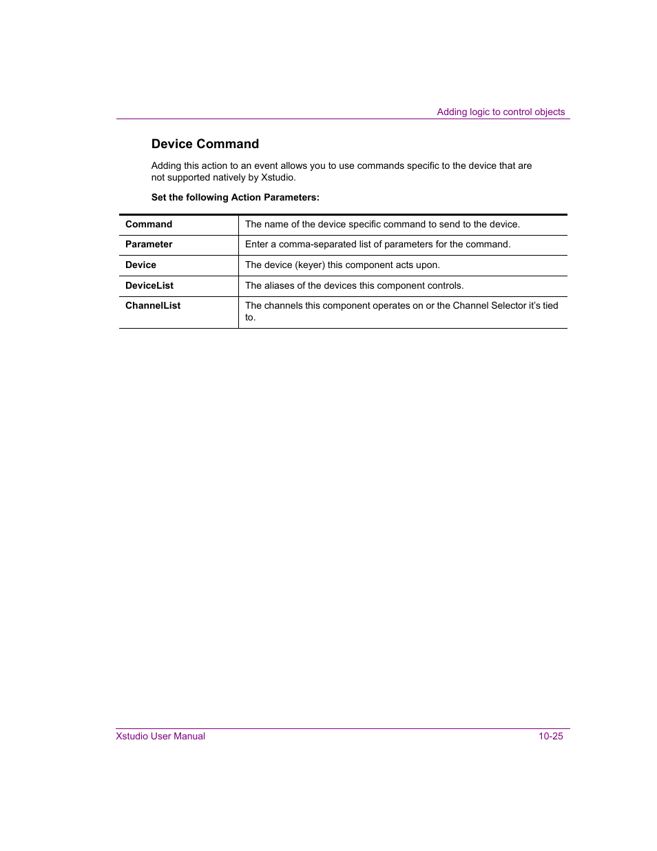 Device command | Grass Valley Xstudio Vertigo Suite v.4.10 User Manual | Page 290 / 453