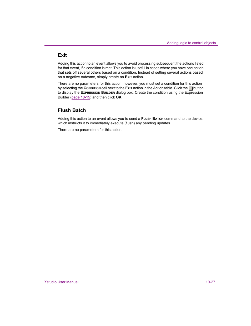 Exit, Flush batch | Grass Valley Xstudio Vertigo Suite v.4.10 User Manual | Page 292 / 453