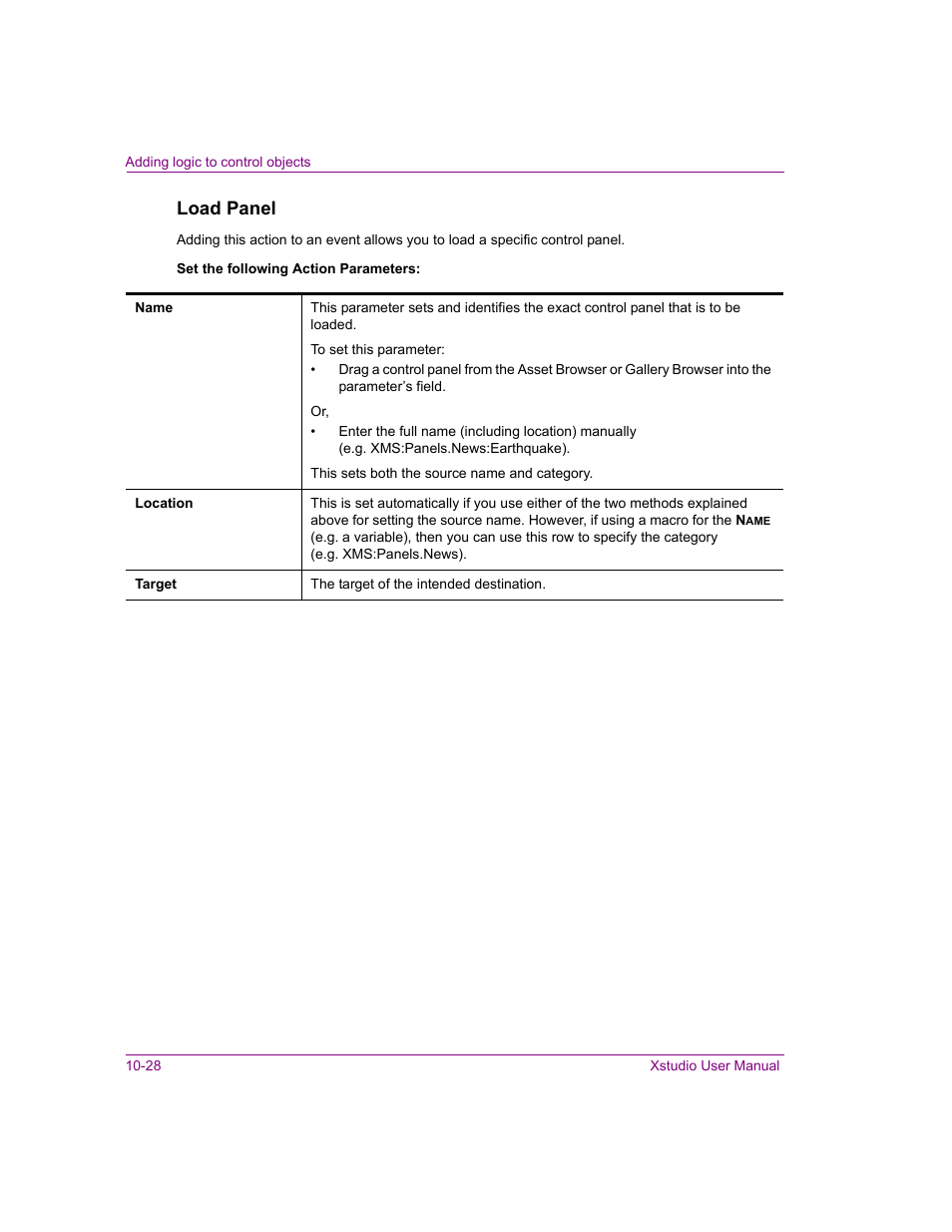 Load panel | Grass Valley Xstudio Vertigo Suite v.4.10 User Manual | Page 293 / 453