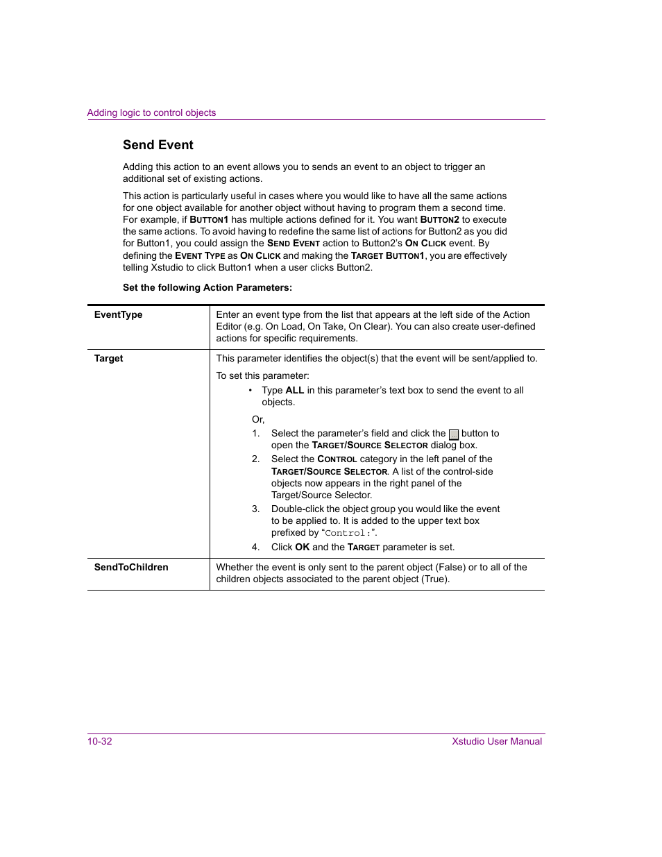 Send event | Grass Valley Xstudio Vertigo Suite v.4.10 User Manual | Page 297 / 453