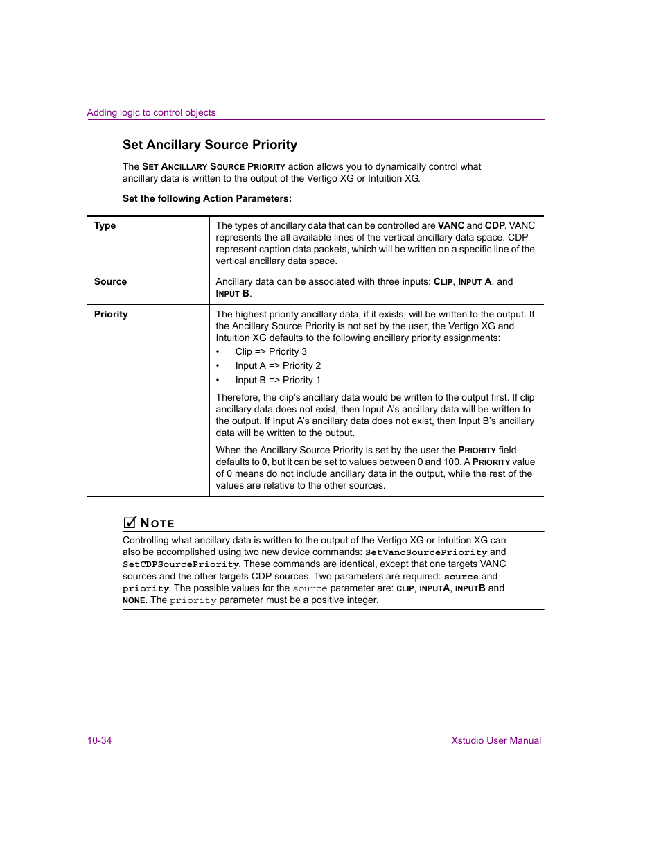 Set ancillary source priority | Grass Valley Xstudio Vertigo Suite v.4.10 User Manual | Page 299 / 453