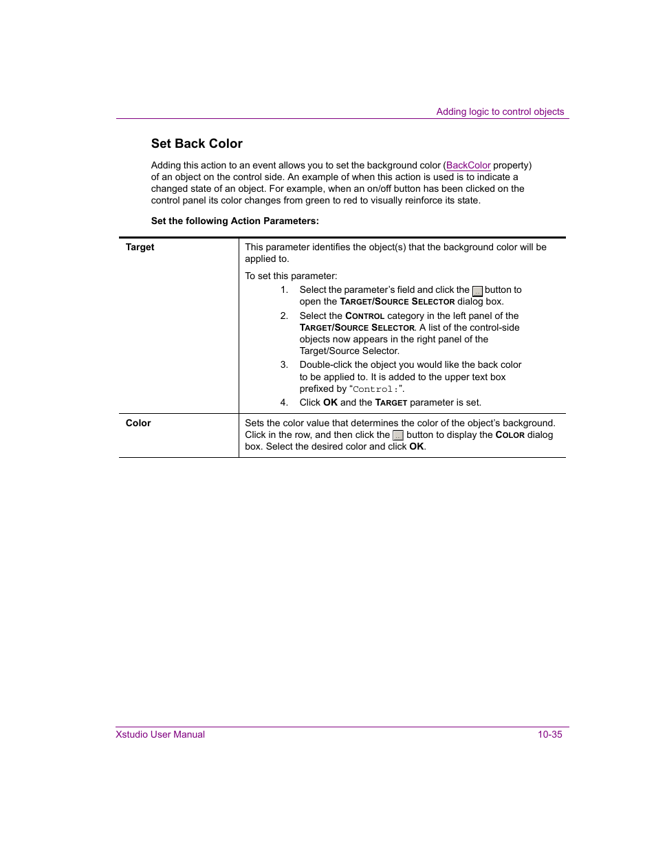 Set back color | Grass Valley Xstudio Vertigo Suite v.4.10 User Manual | Page 300 / 453