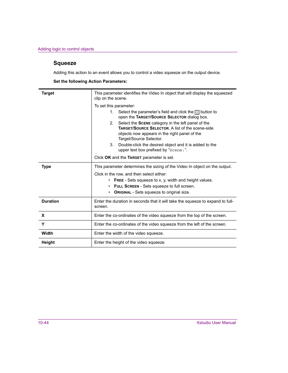 Squeeze | Grass Valley Xstudio Vertigo Suite v.4.10 User Manual | Page 309 / 453