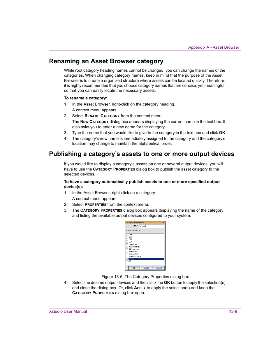 Renaming an asset browser category | Grass Valley Xstudio Vertigo Suite v.4.10 User Manual | Page 334 / 453
