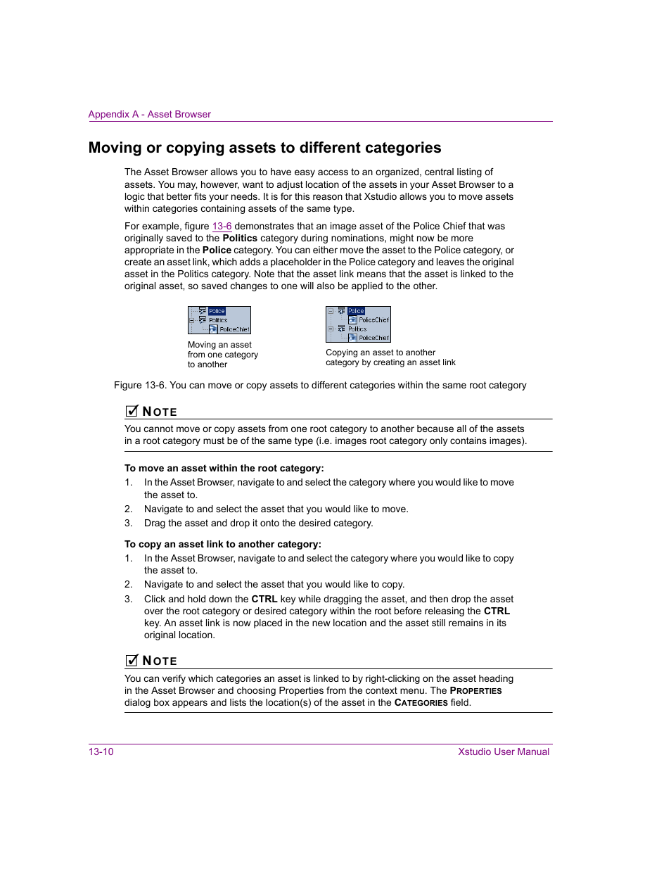 Moving or copying assets to different categories | Grass Valley Xstudio Vertigo Suite v.4.10 User Manual | Page 335 / 453