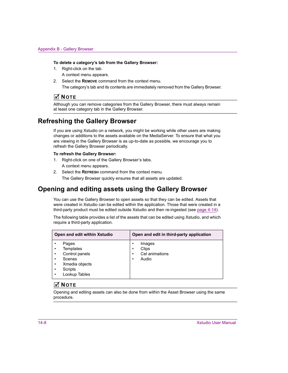 Refreshing the gallery browser | Grass Valley Xstudio Vertigo Suite v.4.10 User Manual | Page 349 / 453