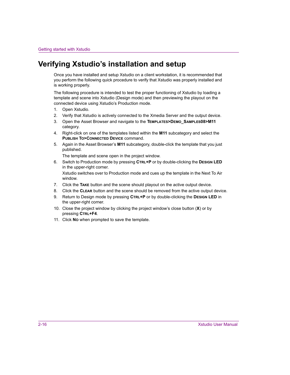 Verifying xstudio’s installation and setup, Verifying xstudio’s installation and setup -16 | Grass Valley Xstudio Vertigo Suite v.4.10 User Manual | Page 35 / 453