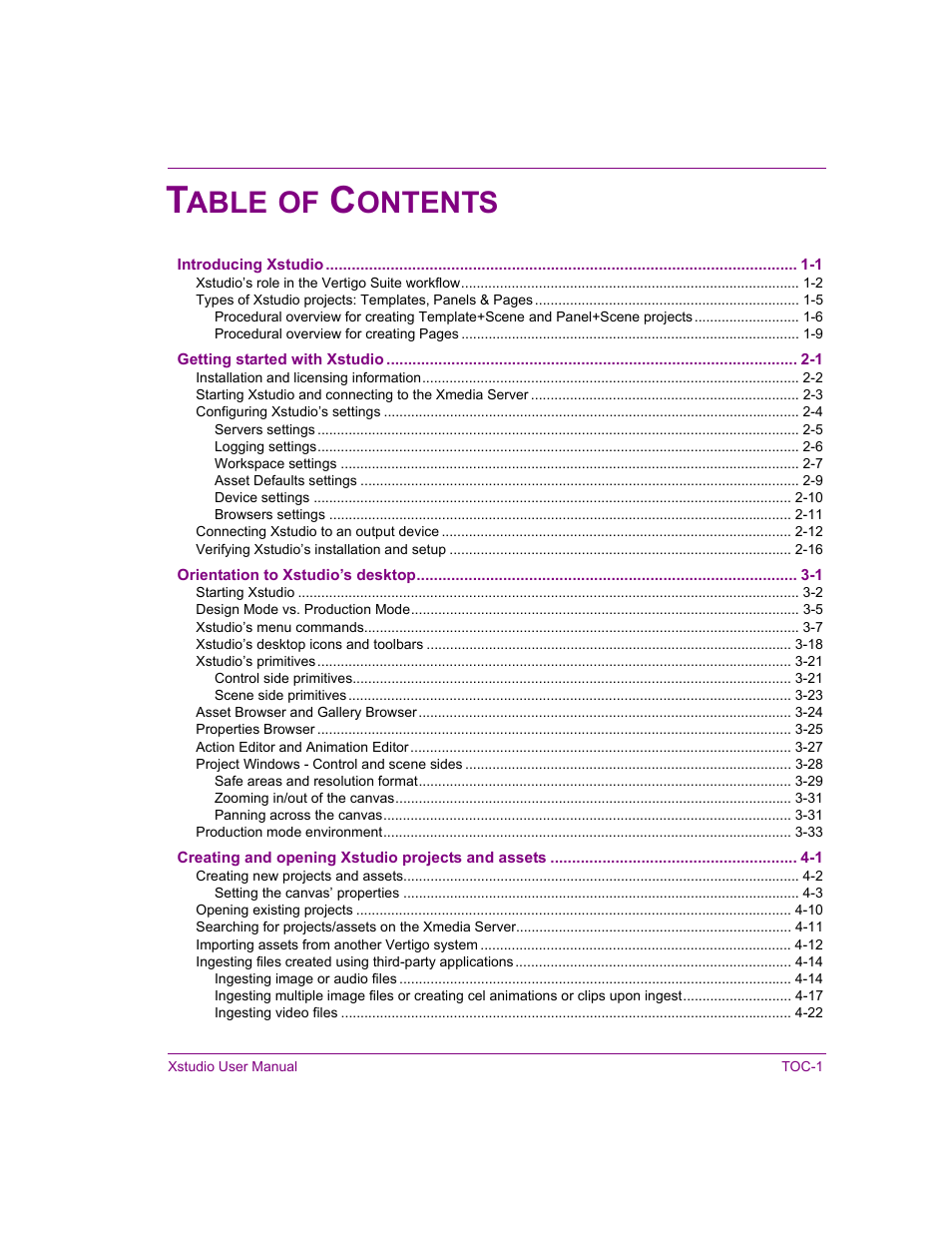 Able, Ontents | Grass Valley Xstudio Vertigo Suite v.4.10 User Manual | Page 4 / 453