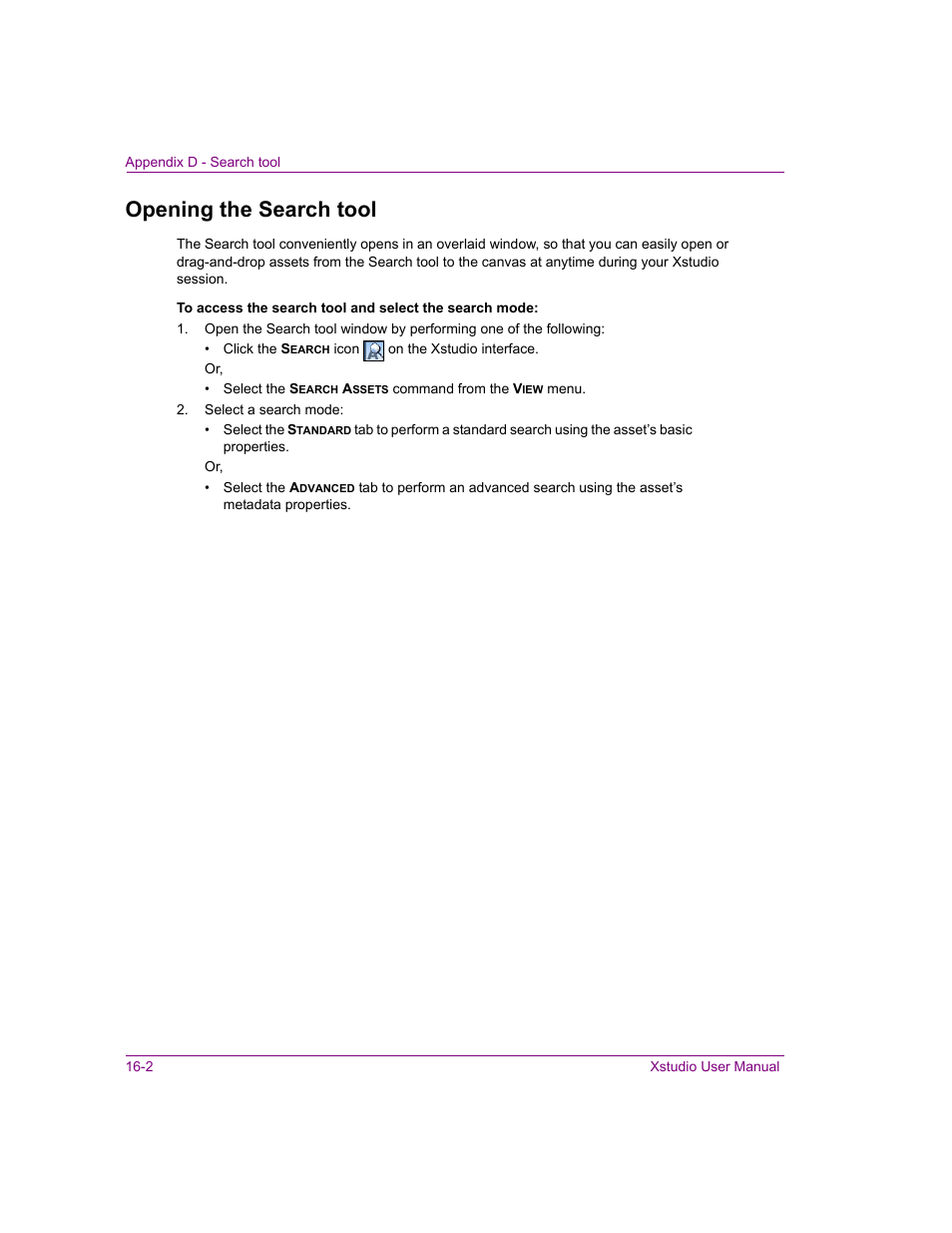 Opening the search tool, Opening the search tool -2 | Grass Valley Xstudio Vertigo Suite v.4.10 User Manual | Page 401 / 453