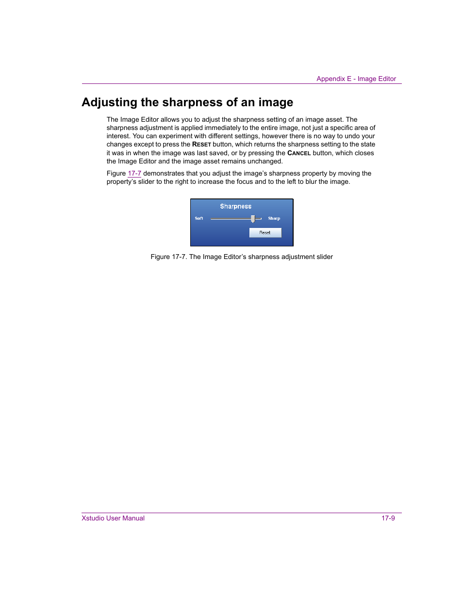 Adjusting the sharpness of an image, Adjusting the sharpness of an image -9 | Grass Valley Xstudio Vertigo Suite v.4.10 User Manual | Page 436 / 453