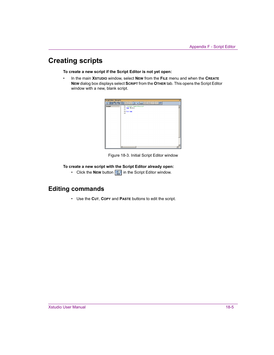 Creating scripts, Editing commands, Creating scripts -5 | Editing commands -5 | Grass Valley Xstudio Vertigo Suite v.4.10 User Manual | Page 442 / 453