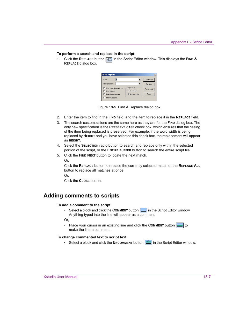 Adding comments to scripts, Adding comments to scripts -7 | Grass Valley Xstudio Vertigo Suite v.4.10 User Manual | Page 444 / 453