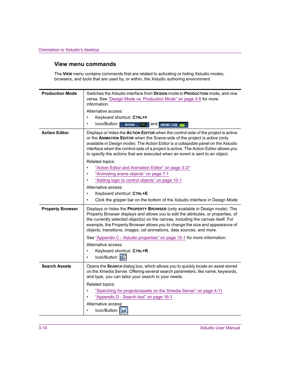 View menu commands | Grass Valley Xstudio Vertigo Suite v.4.10 User Manual | Page 45 / 453