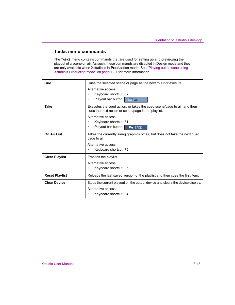 Tasks menu commands | Grass Valley Xstudio Vertigo Suite v.4.10 User Manual | Page 50 / 453