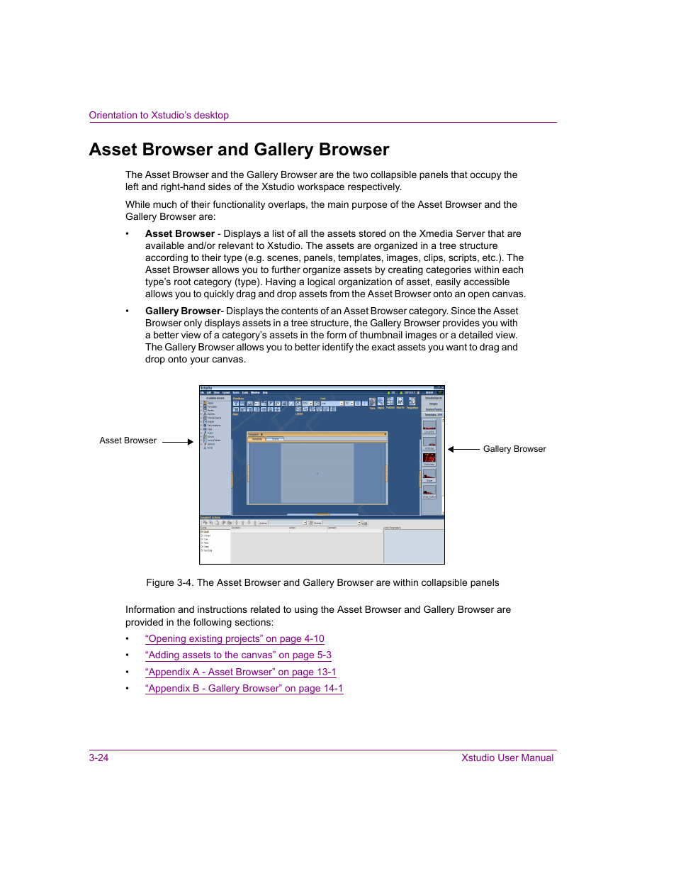 Asset browser and gallery browser, Asset browser and gallery browser -24 | Grass Valley Xstudio Vertigo Suite v.4.10 User Manual | Page 59 / 453