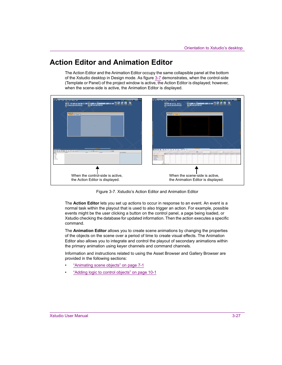 Action editor and animation editor, Action editor and animation editor -27 | Grass Valley Xstudio Vertigo Suite v.4.10 User Manual | Page 62 / 453