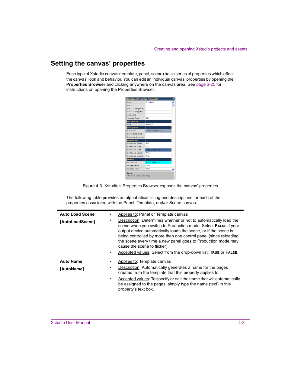 Setting the canvas’ properties, Setting the canvas’ properties -3 | Grass Valley Xstudio Vertigo Suite v.4.10 User Manual | Page 72 / 453