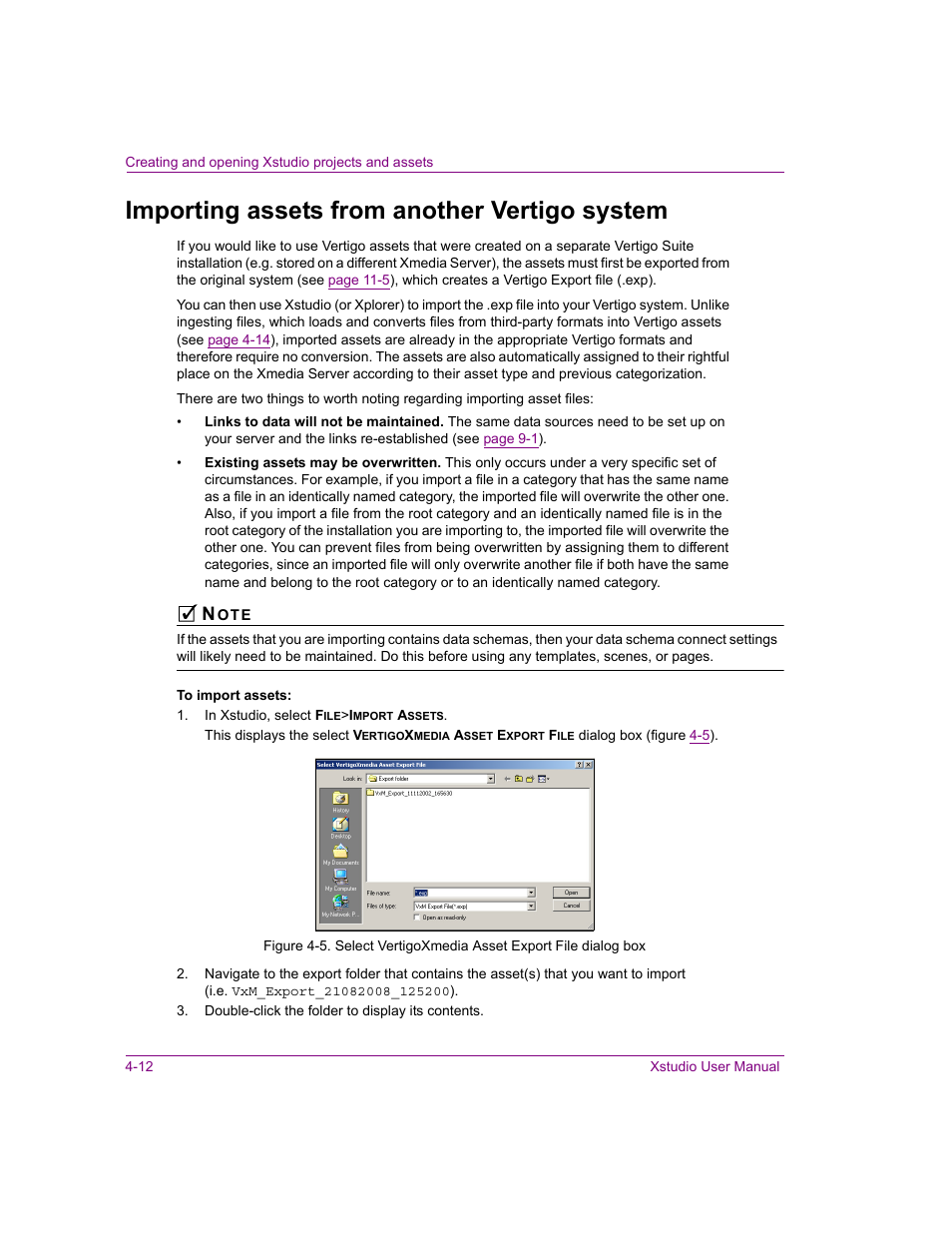 Importing assets from another vertigo system, Importing assets from another vertigo system -12 | Grass Valley Xstudio Vertigo Suite v.4.10 User Manual | Page 81 / 453