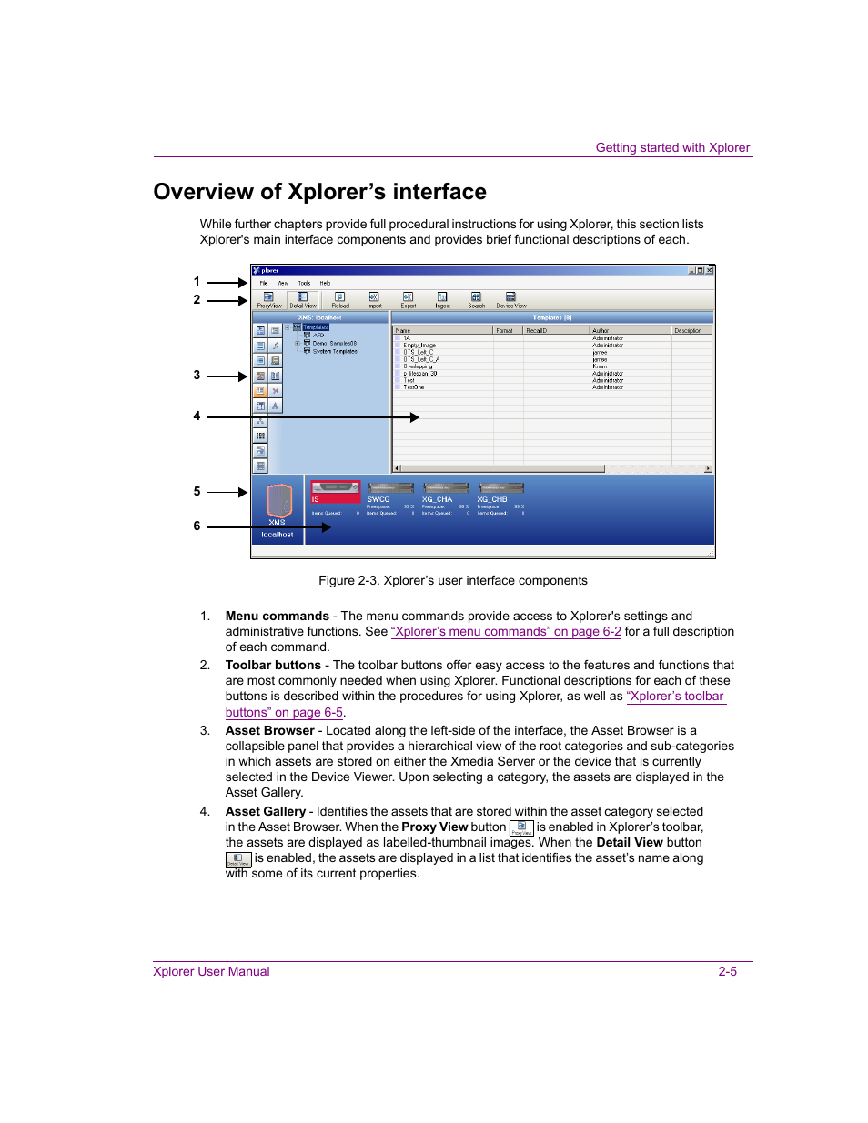 Overview of xplorer’s interface, Overview of xplorer’s interface -5 | Grass Valley Xplorer Vertigo Suite v.4.8 User Manual | Page 15 / 124