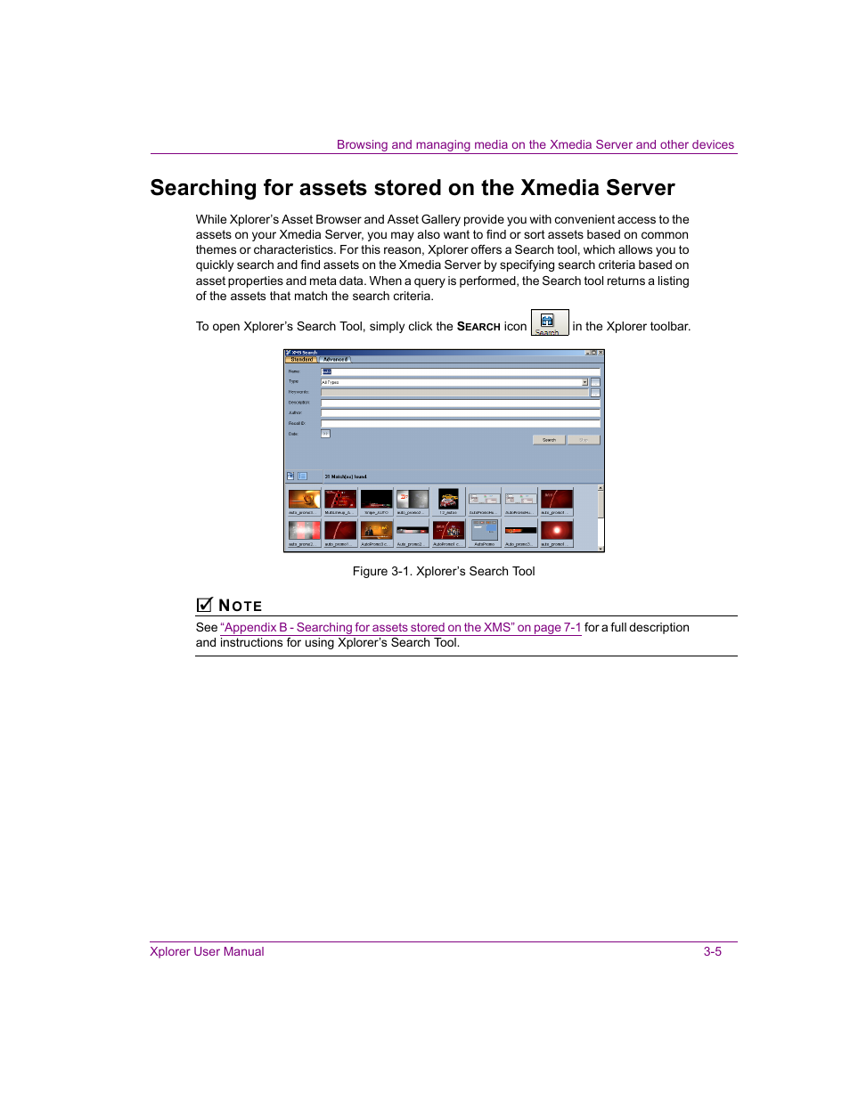 Searching for assets stored on the xmedia server | Grass Valley Xplorer Vertigo Suite v.4.8 User Manual | Page 29 / 124