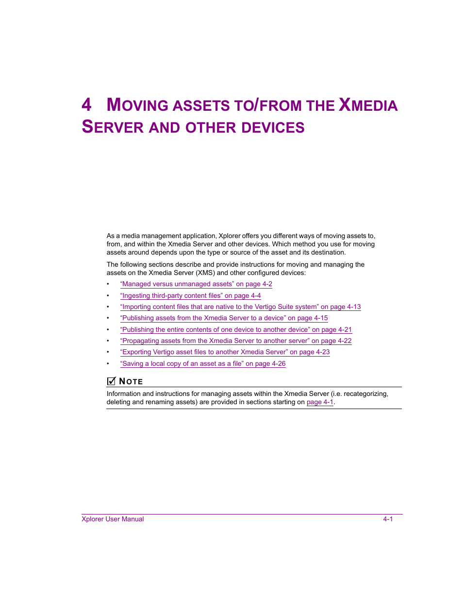 Oving, Assets, From | Media, Erver, Other, Devices | Grass Valley Xplorer Vertigo Suite v.4.8 User Manual | Page 41 / 124